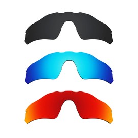 Alphax 3 Pair Polarized Replacement Lenses for Oakley Radar EV Path OO9208 - Black+Blue+Red