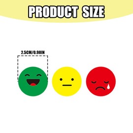 NOPKESV 600 x Smiley Face Stickers, Mood Stickers, Smile Stickers, Smile, Sad Stickers, Neutral, Sad, Red/Yellow/Green (2.5 cm)