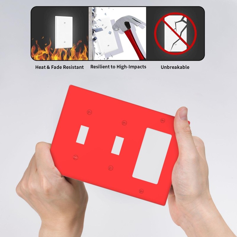 Red 3-Gang 2-Toggle 1-GFCI/Decorator Combination Light Switch Decorative Triple Combo