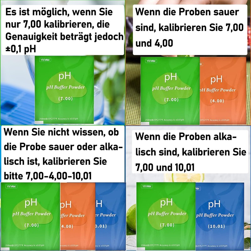 YINMIK pH meter buffer solution powder, pH test meter for