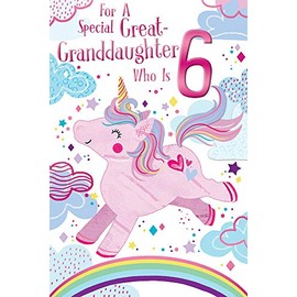Great Granddaughter 6th Age 6 Today Unicorn Happy Birthday Card Lovely Verse