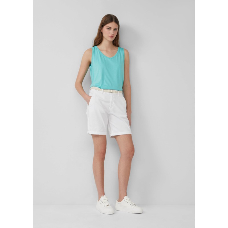 s.Oliver Shorts with Braided Belt and Garment Dye, White, 42