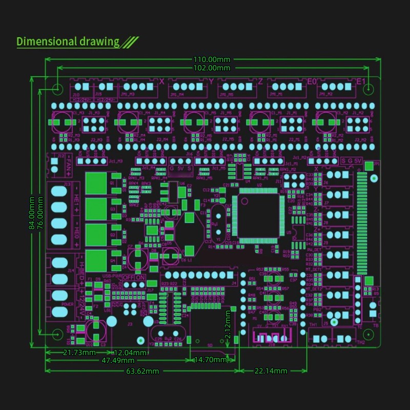 3D Printer Control Board Kit Mini Portable Integrated Mainboard Controller