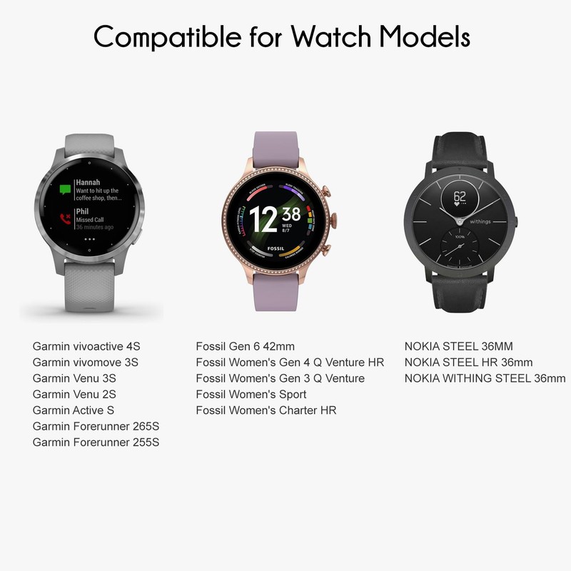 Nacorulu Band Compatible With Garmin Vivoactive 4S Bands,18mm Soft Silicone