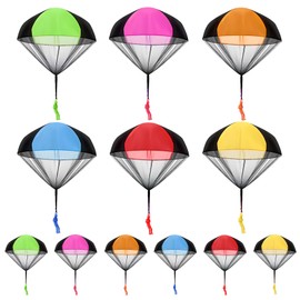 JurciCat Pack of 12 Parachute Toy Parachute Children Outdoor Toy Games for Children Party Bags Children's Birthday Party Favours