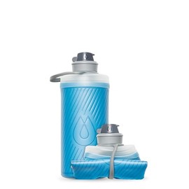 Hydrapak Flux - Botella de agua plegable para mochilero (1 litro) - Sin BPA, ultra ligera, a prueba de derrames, color azul Tahoe