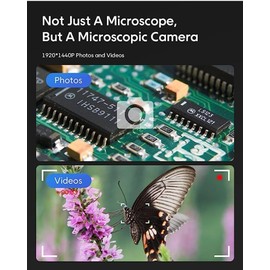 USB Digital Microscope, 50x-1600x Magnification Handheld, 1920P HD 8 LED Lights, Portable Pocket Microscope, Compatible with iOS and Android Devices, +2MP Magnifier Microscopes Camera