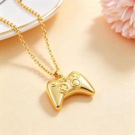 Kcouiee Game Controller Urn Necklaces for Ashes for Boy Men Hip Hop GamePad Cremation Jewelry for Ashes Cool Memorial Keepsake Ashes Urn Pendant Necklace (Gold)