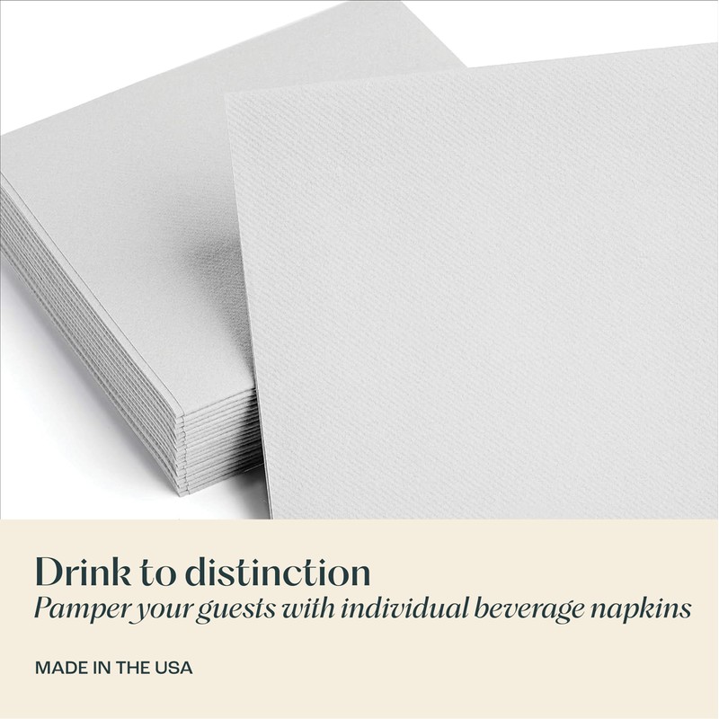200 Linen-Feel Beverage Napkins - Disposable Cocktail Napkins, Made In