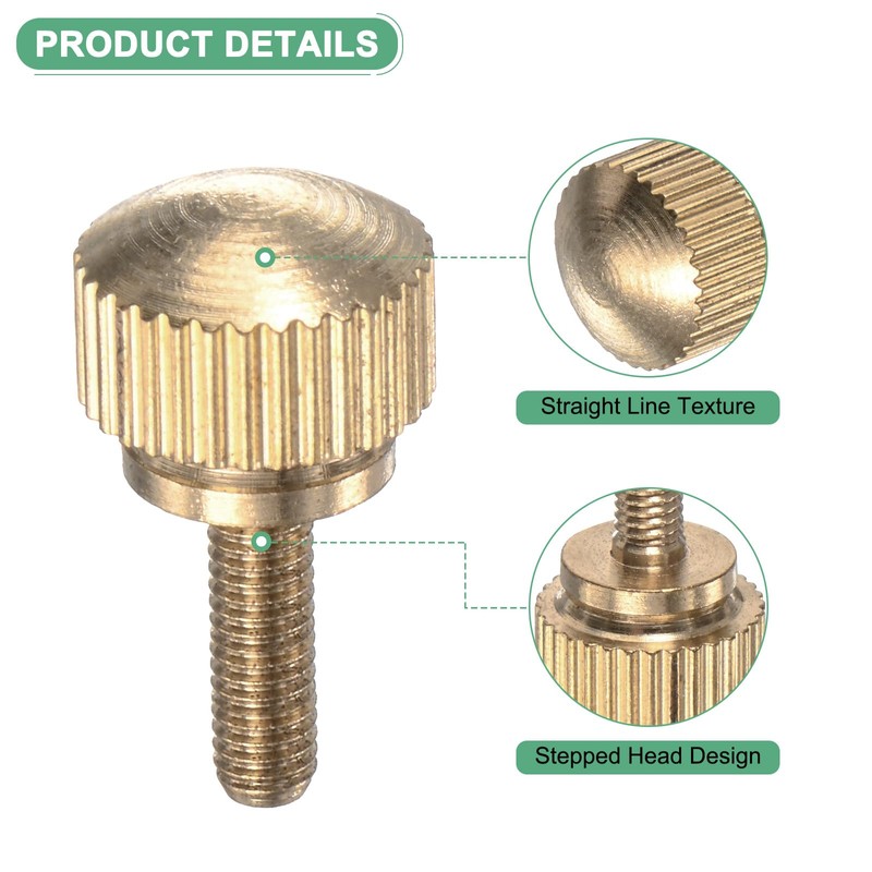 M METERXITY 4-Pack Knurled Thumb Screws, M3x10mm Solid Brass Flat