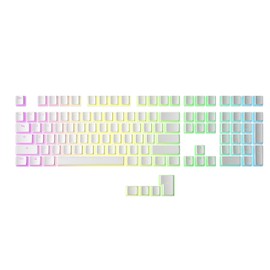 HK Gaming 108 Double Shot PBT Pudding Keycaps Keyset for Mechanical Gaming Keyboard MX Switches (White)