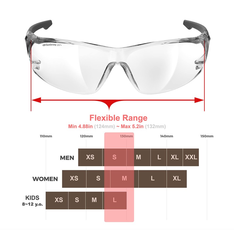HTS HUNTERSKY S239 Protective Clear small Safety Glasses women youth