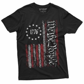 Silver Lake T-shirts We The People Tee Shirt 1776 Independence Day 4th of July USA Graphic Flag Print T-Shirt (Medium Military Green)