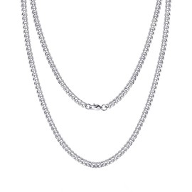 ENVYOU Silver Chain for Men Women Cuban Link Necklace 3.5mm/5mm Stainless Steel Mens Chains Necklaces Thick Long Jewelry Choker Neck Gift 18/20/22/24/26 Inch (3.5mm-316L Stainless Steel, 20 inches)