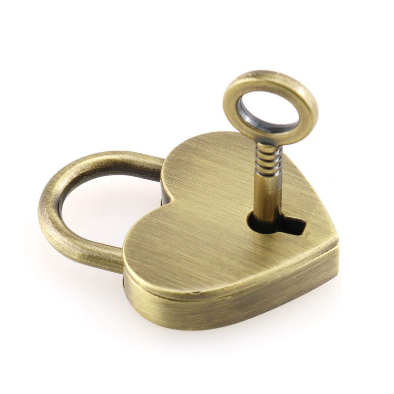 E-outstanding Heart Shape Padlock 3PCS 30x39x7mm Vintage Style Mini Brass