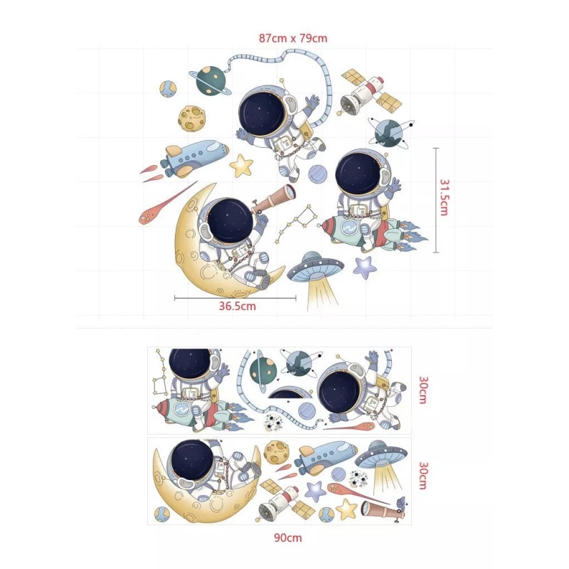 DaraBaby Vinil Decorativo Astronauta Nave Espacial Cuarto Niños Bebe
