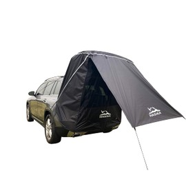 Hasika SUV Camping Tent Car Tailgate Shade Awning with Screen Net Waterproof 3000MM UPF 50+ Black (Small)