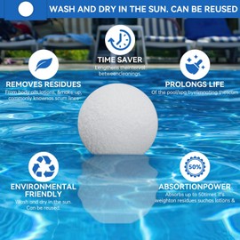 AQUIVENCIA 4 Pack Reusable Scum Balls for Hot Tubs & Spas – Washable Oil Absorbing Sponge Balls for Pools, Jacuzzis, and Bathtubs – Extends Filter Life, Eliminates Oils & Foam