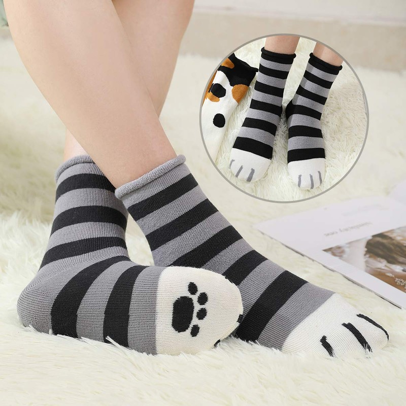 MOCOCITO 6 pairs of women's cat socks, paw socks, cuddly