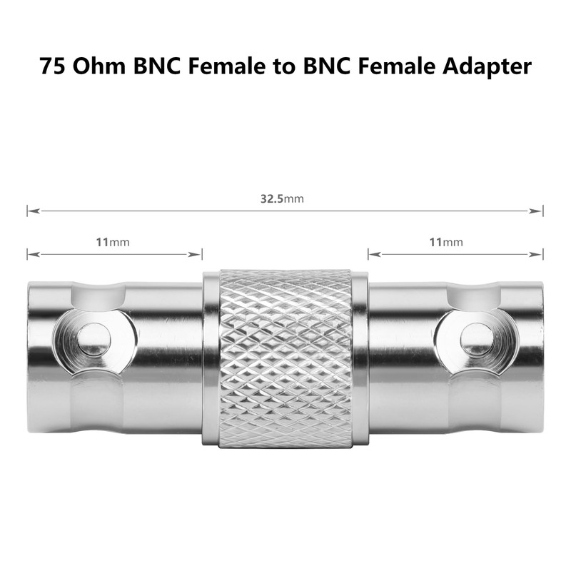 10PCS SDI Connector 75 Ohm BNC Female to BNC Female