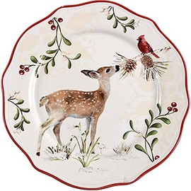 Better Homes and Garden Winter Forest Salad Plate Deer Cardinal 8 3/4"
