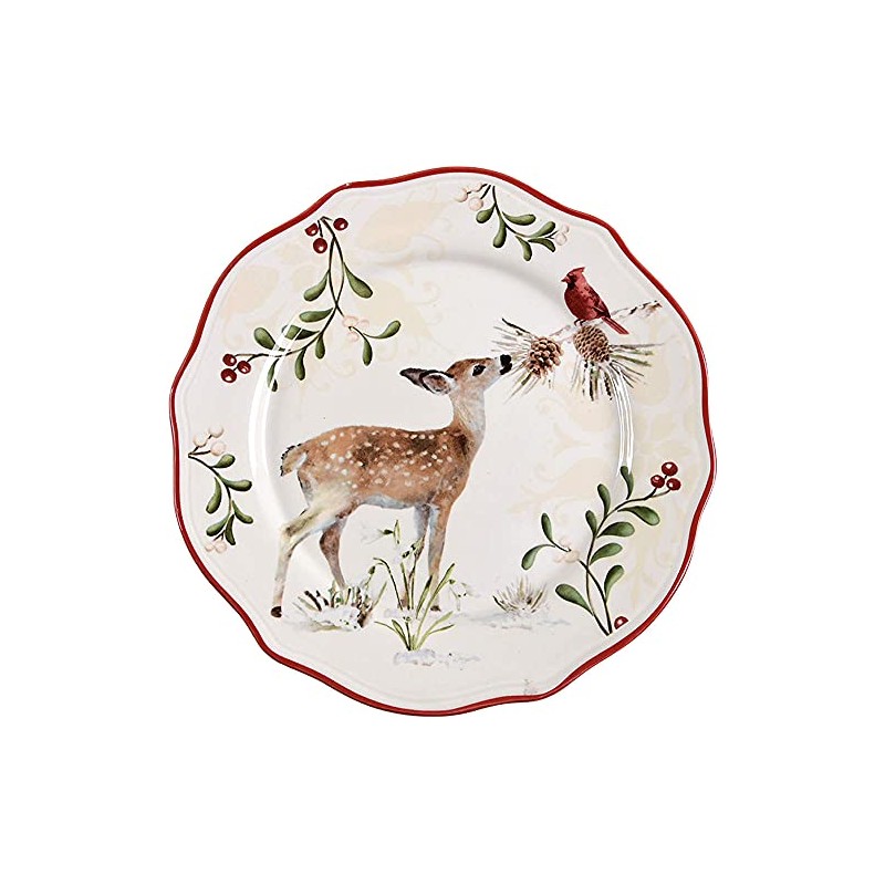 Better Homes and Garden Winter Forest Salad Plate Deer Cardinal