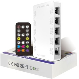 Oddtone ARGB & PWM Fan Hub Controller, 10X Case Fan Hub with Controller, SATA Power Connector, Magnetic Base - 5V 3-Pin RGB Splitter for Case Fans