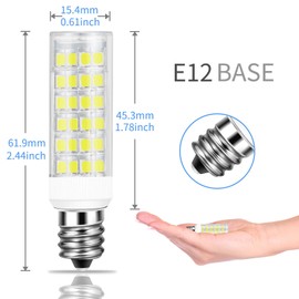 DiCUNO E12 5W LED Bulb, 50W Halogen Equivalent Daylight White 6000K, T3/T4 Candelabra Base Non-dimmable 550LM Light Bulb for Ceiling Fan, Chandelier 6-Pack