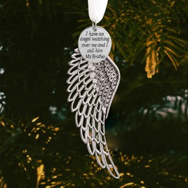 Memorial Christmas Ornament Angel Wings, Sympathy Gifts for Loss of Brother in Memory of Loved One in Heaven Keepsake Remembrance Christmas Tree Decoration