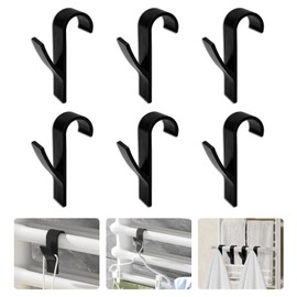 6pcs Round Radiator Hooks, Over Radiator Towel Rail Hooks Radiator Hanger, Towel Rail Radiator Hooks, Radiator Towel Rail Hanger Hooks, Radiator Hooks for Towels, All Standard Radiators (Black)