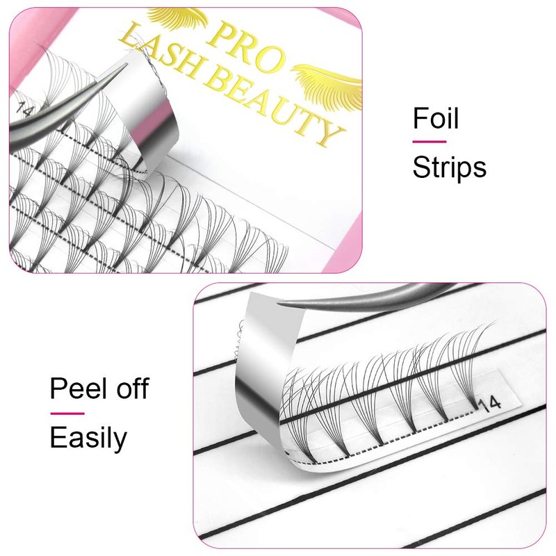 Ready-to-Use Fan Eyelash Extensions, 7D-D-0.07-Mix, Short Stem Volume Eyelashes, 0.07