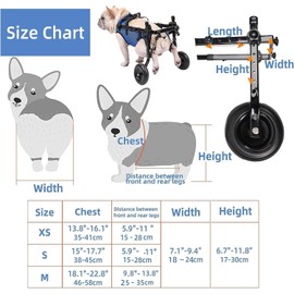 Dog Wheelchair, Disabled Dog, Disabled Aid Cart, Dog Pram, Lightweight Adjustable Size, Suitable for Small and Medium Dogs (2024 Model) (Blue - M)