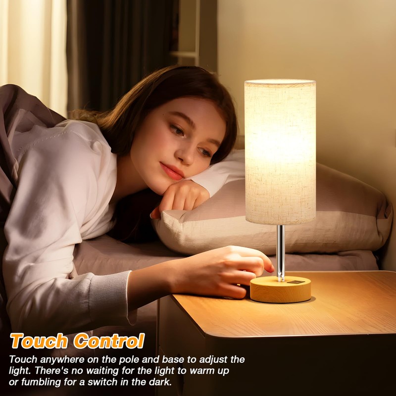 Dicoool Touch Bedside Table Lamp with USB - 3 Way