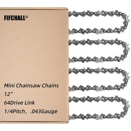 4 Pack 12 Inch Chainsaw Chain 1/4"LP Pitch .043" Gauge 64 Drive Links, Replacement Pole Saw Chain 12-inch Chainsaw Chains Fits for Stihl MSA120 C-B MSA140 C-B and More
