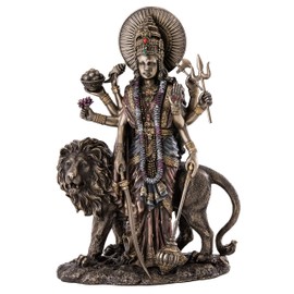 Top Collection Durga Female Hindu Statue with Lion- Divine Mother of The Universe Goddess Sculpture - Collectible East Asian New Age Figurine (Cold Cast Bronze)