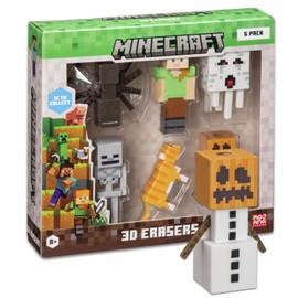 Mine Craft - Juego de 6 gomas de borrar 3D, juego de coleccionista de lujo, 12 personajes icónicos para coleccionar, poseer toda la serie