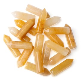 MAIBAOTA Yellow Aventurine Healing Crystals Gifts Wands Hexagonal Pointed Gemstones Set Bulk for Women Beginner Chakra Stones Nature Reiki Spiritual Energy Balancing Protection Crystal 10pcs