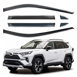 Mengjiesi Shatterproof Out-Channel Window Deflectors for Toyota Rav4 2019 2020 2021 2022 2023 2024 2025 Rain Guards Window Visors for Cars Vent Car Accessories 6 pcs(for RAV4 19-24 6-Piece Chrome)