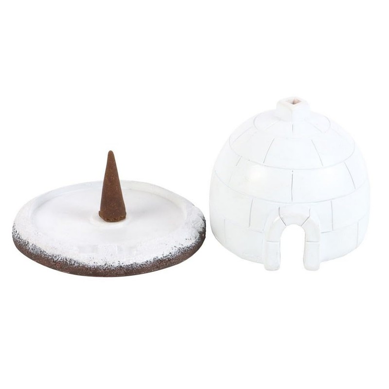 Winter Igloo Incense Cone Burner - Handcrafted Ceramic, Smoke Dispersion,