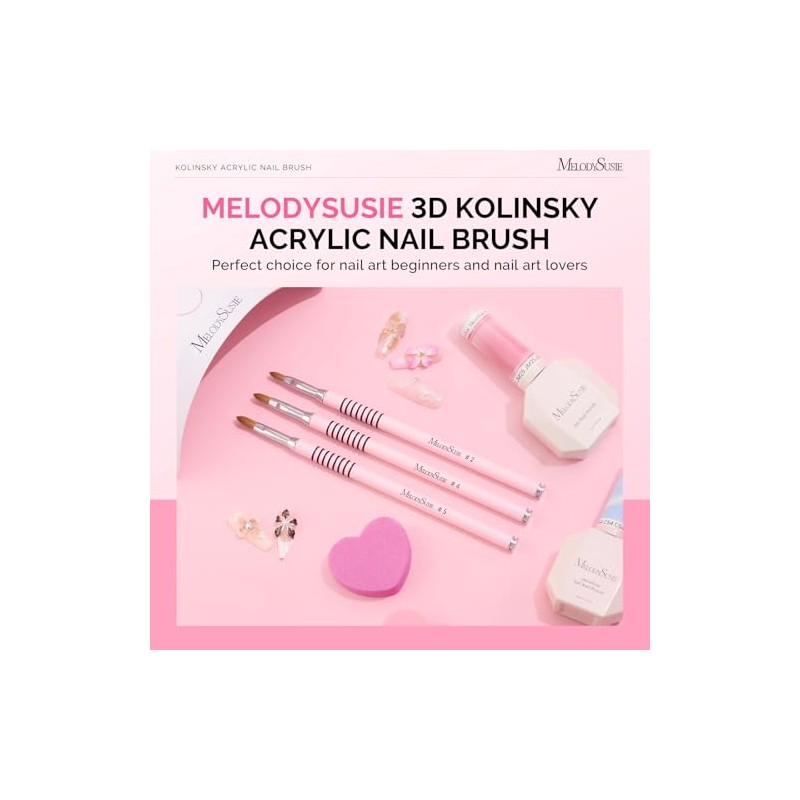 MelodySusie Pincel para uñas acrílicas 3D Kolinsky, pincel profesional para