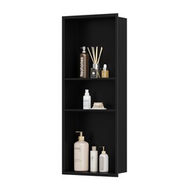 Neodrain 12X30 in Shower Niche, Matte Black 3 Layers Shower Shelf Stainless Steel Recessed Storage NO Tile Needed Recessed Niche Shower for Bathroom Storage