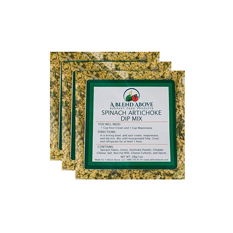 A Blend Above Spinach Artichoke Dip Mix Seasonings Packet, Gourmet