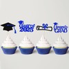 Ercadio 24 Pack 2025 Graduation Cupcake Toppers Blue Glitter Grad