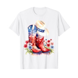 American Boots and USA Hat Design T-Shirt