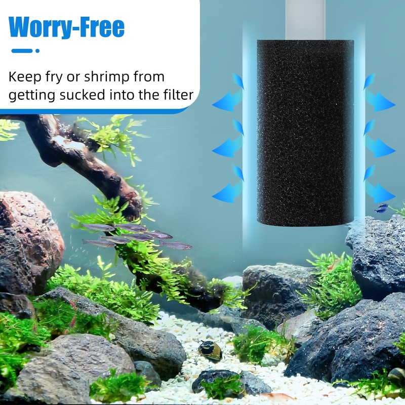 AQUANEAT 12-Pack Pre-Filter Sponge for Aquarium Shrimp Fry Fish Tank