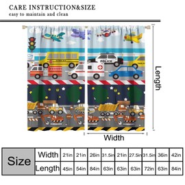 Nitmbi - Cortinas para camión para niños, diseño de tractor de coche, diseño de dibujos animados, con patrón de avión, 2 paneles de bolsillo para barra, para decoración de habitación de niños, 41