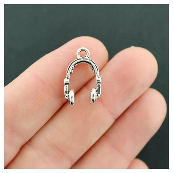 Unbranded 4 Headphones Charms Antique Silver Tone 2 Sided 3D