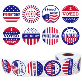 500PCS I Voted Today Stickers 1.5Inch Round Patriotic Stickers Circle Red White Blue Stripe Star Label Roll Celebrate Voter Engagement Election Day Campaigns Voting Supplies (I Vote)