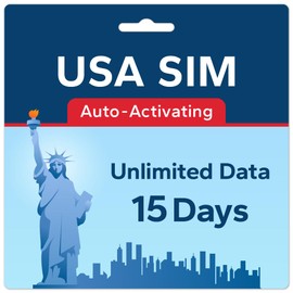 TSIM USA SIM Card 15 Days | Unlimited Data | High Coverage Multi-Operator 5G Network | Automatic Activation | Refillable Plan | Hotspot Allowed | Data Only