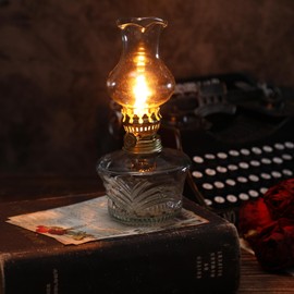 Yexiya 12 Set Vintage Glass Kerosene Lamp Rustic Oil Lamp Lantern Chamber Oil Lamps Clear Kerosene Lamp Hurricane Lamp with 6.6 ft Extra Wick for Indoor Use Lighting Decor Emergency (Retro Style)